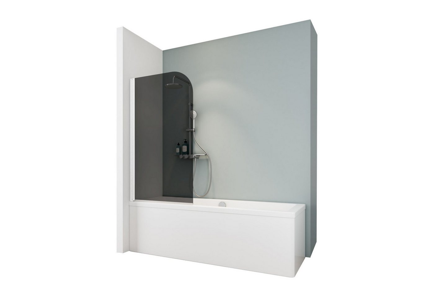 Schulte Badewannenfaltwand 80 x 140 cm pendelbar, Sicherheitsglas, (1 tlg), Dekor Grau-Anthrazit Duschwand Badewanne Bild 2
