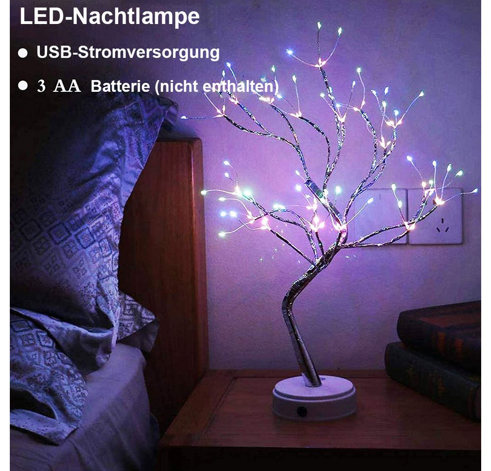 MUPOO LED Baum Künstlicher LED Bonsai Tischleuchte Dekolicht, USB-/Batterie-betrieben, 108 LEDs Kupferdrahtbaum, LED fest integriert, mit Touch-Schalter
