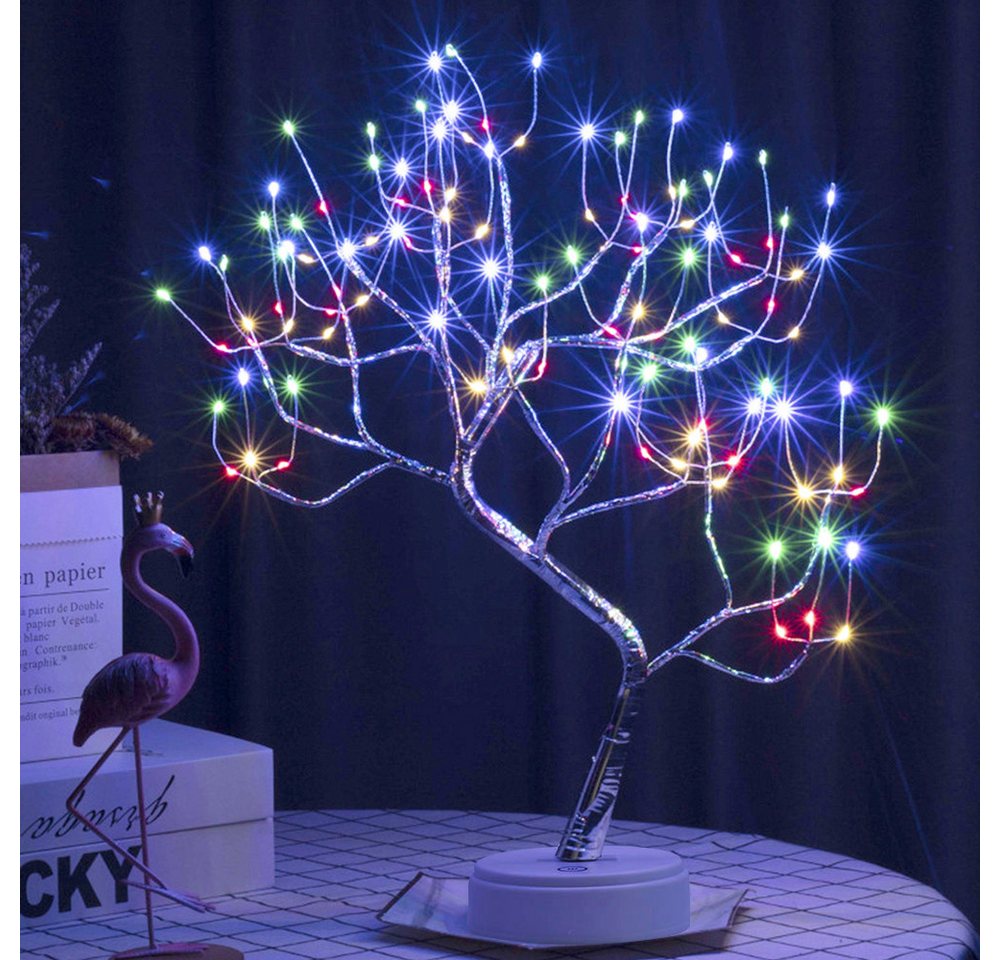 MUPOO LED Baum Künstlicher LED Bonsai Tischleuchte Dekolicht, USB-/Batterie-betrieben, 108 LEDs Kupferdrahtbaum, LED fest integriert, mit Touch-Schalter Bild 2