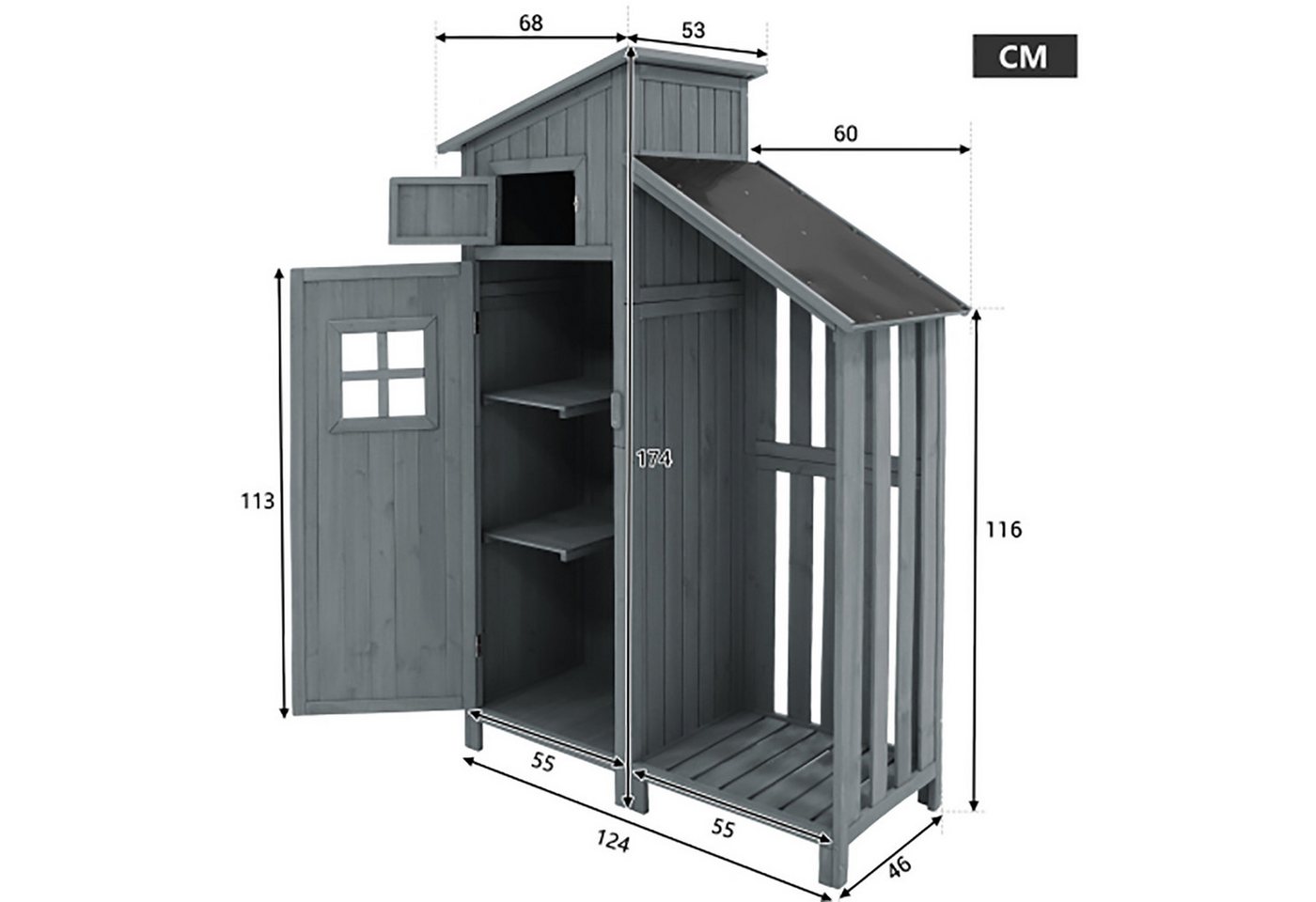 Sweiko Gerätehaus Gartenschrank,BxT: 124x46 cm, BxTxH:124x46x174cm, (Holzhütte, 1 St., Gartenhaus),Schwarz Bild 2