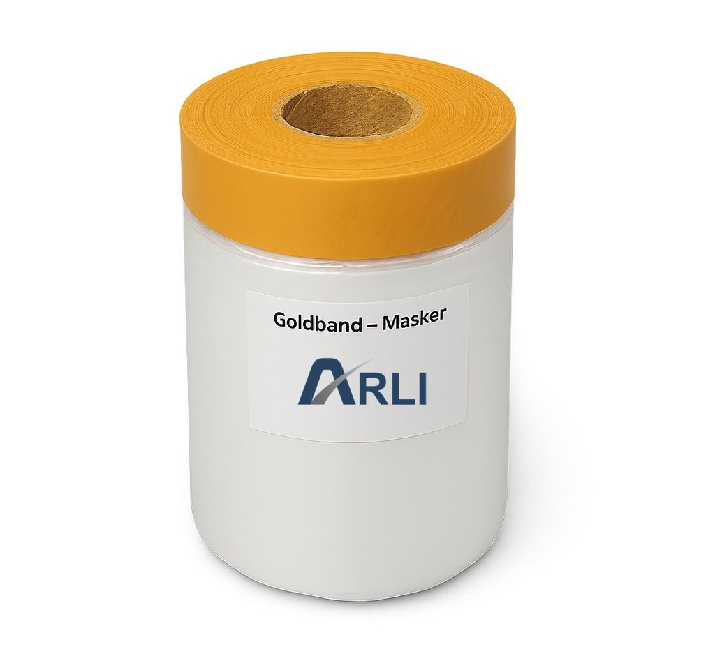 ARLI Abdeckfolie 2x Goldband Masker 550 mm x 25 m, 0,01 mm Stärke, für Malerfolie, Abdeckfolie mit Klebeband, (2er, 2-St., Set), Abdeckfolie Malerfolie Baufolie Tape