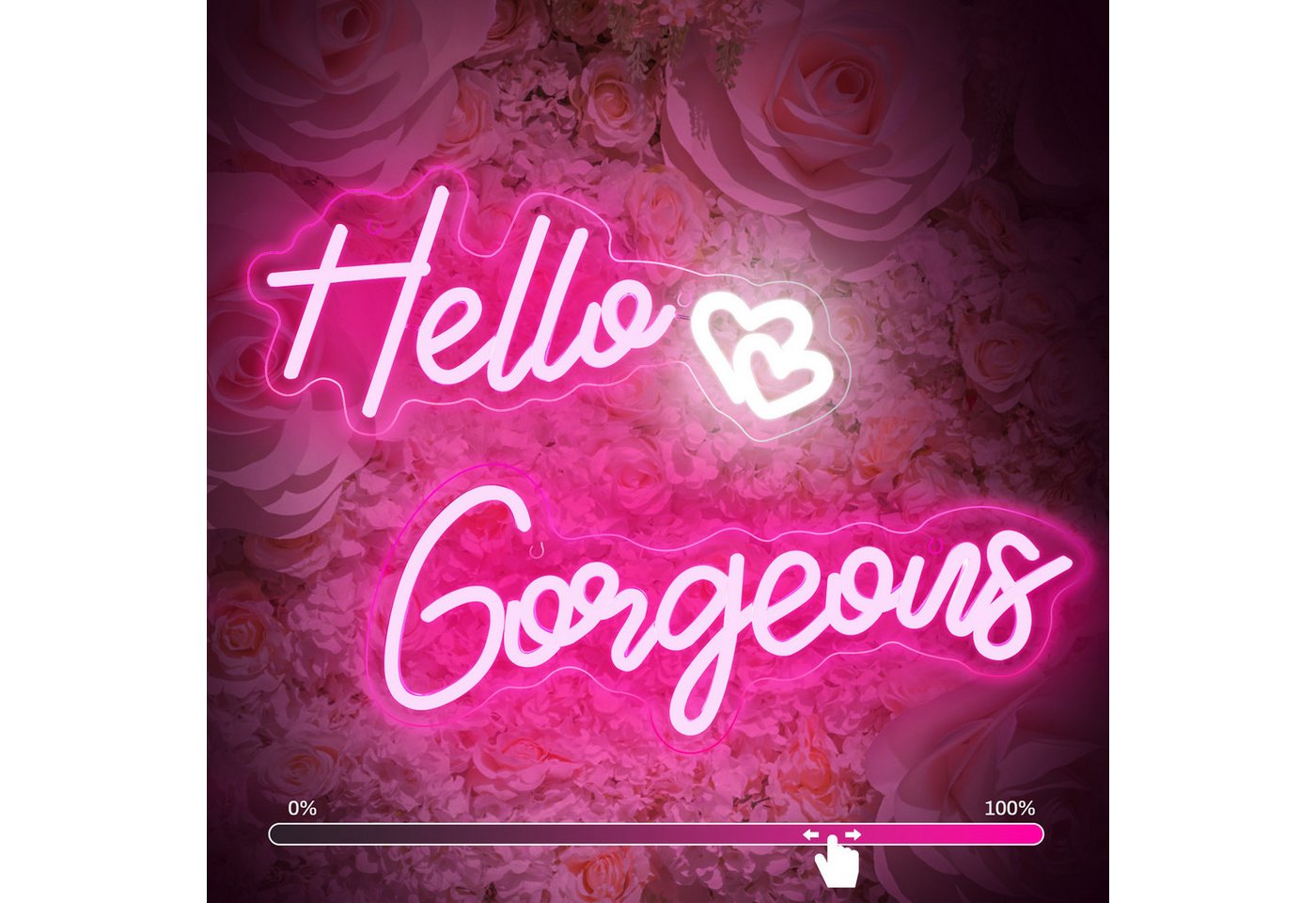 MUPOO Dekolicht LED Dekolicht,Hallo Gorgeous Neonschild Rosa,Dimmbar, LED Neon Lichter,für Schlafzimmer Hochzeit Dekoration Bild 5