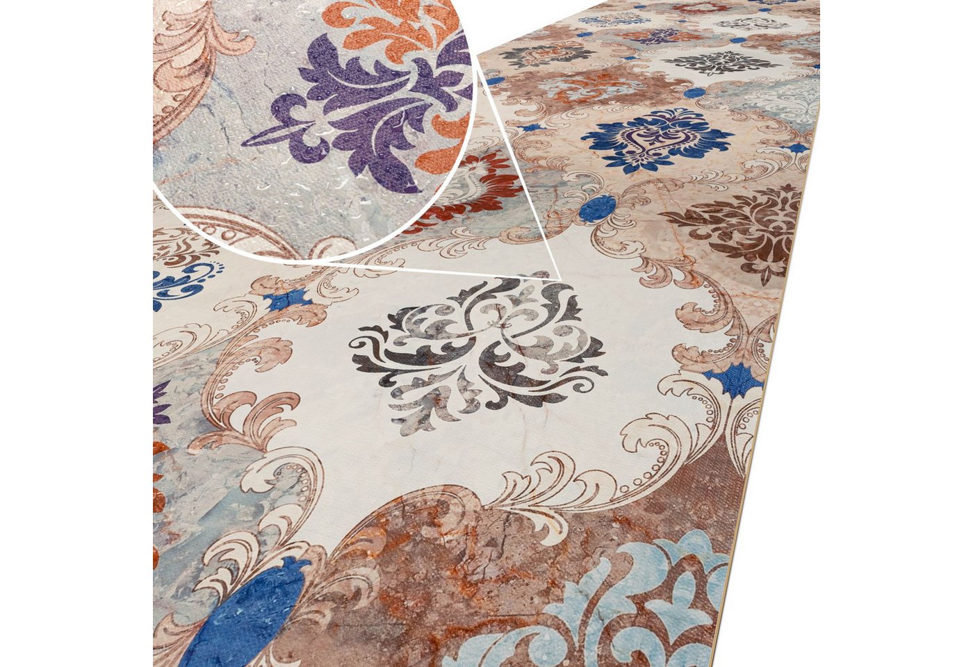 ANRO Küchenläufer ATLANTA Läufer Flurläufer Teppichläufer, Eckig, Bodenläufer 100x48cm Oriental Teppich Beige pflegeleicht Bild 5
