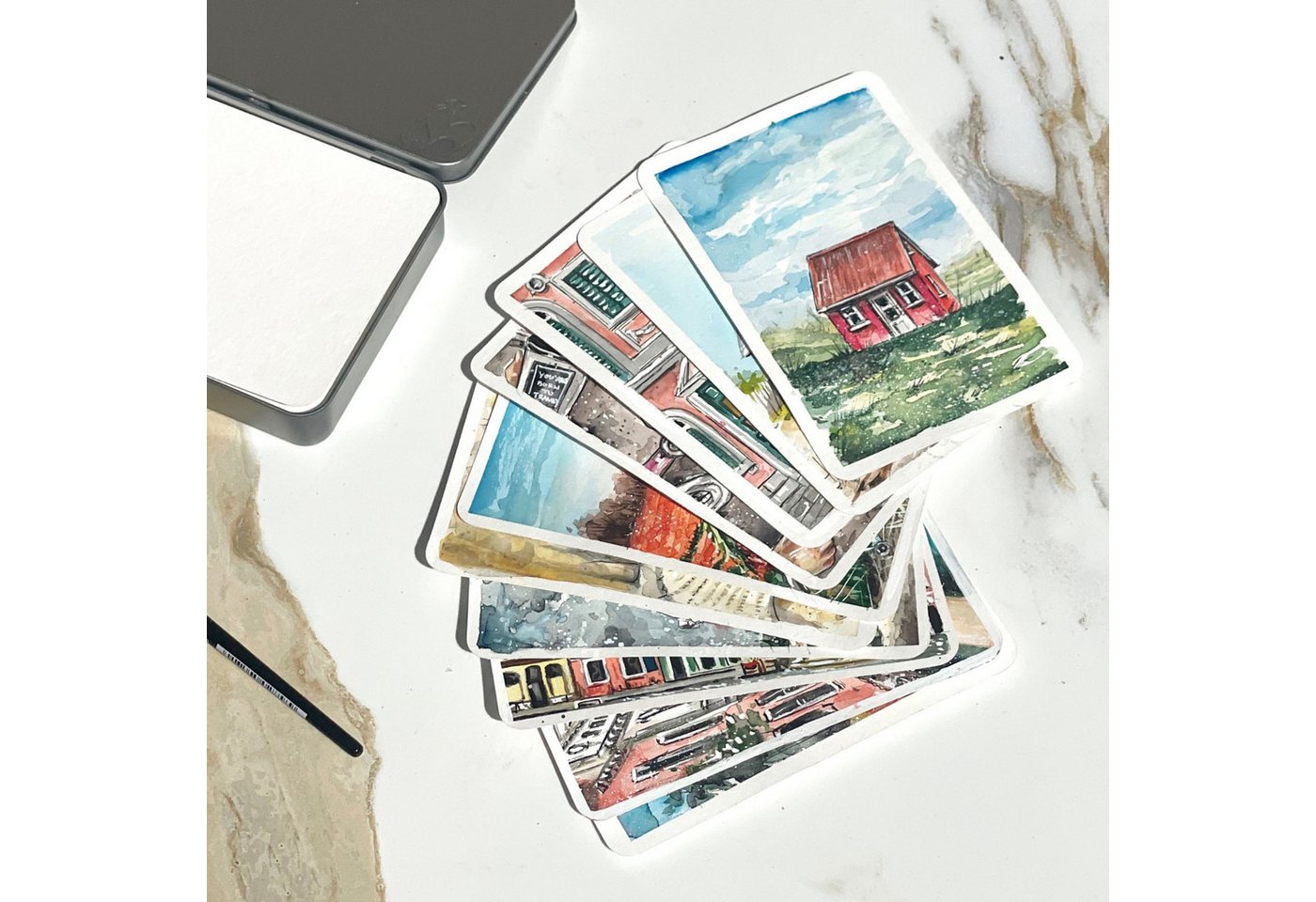 Hahnemühle Aquarellpapier Watercolour Postcards, 10,5x14,8cm, 230g/m², Cold Pressed, 30 Blatt Bild 5