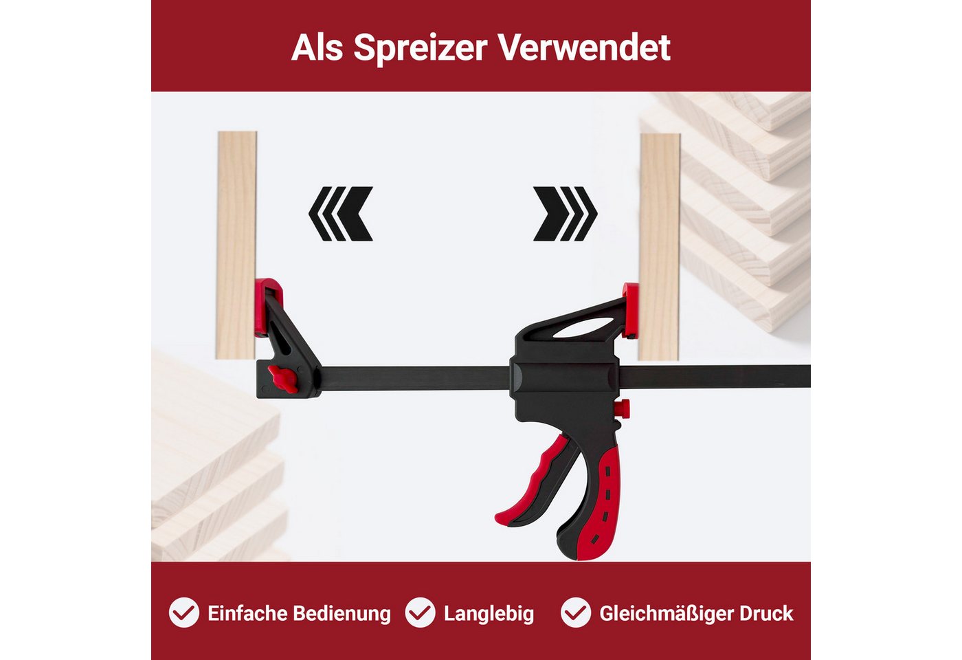 Thanaddo Zwinge Schraubzwinge Set Einhandzwingen Set, (4 Zollx6,6 Zollx2+12 Zoll,12 Zollx6, 3 St., 2 in 1 Spannkraft 70kg), für präzises Fixieren Holzarbeiten, Heimwerken Klemmen