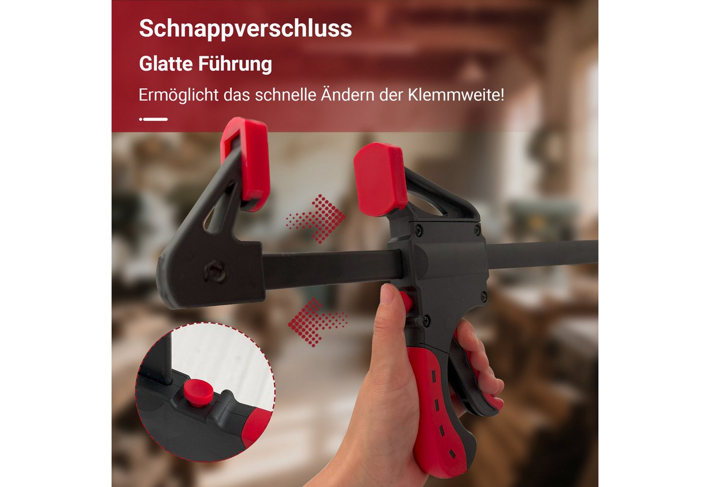 Thanaddo Zwinge Schraubzwinge Set Einhandzwingen Set, (4 Zollx6,6 Zollx2+12 Zoll,12 Zollx6, 3 St., 2 in 1 Spannkraft 70kg), für präzises Fixieren Holzarbeiten, Heimwerken Klemmen Bild 3