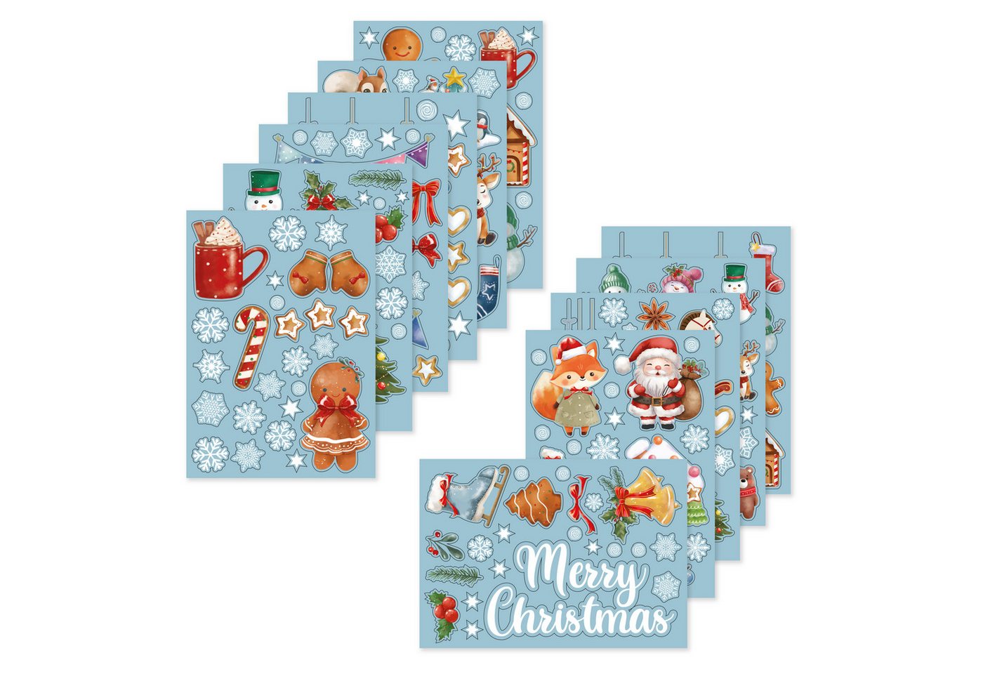 Nordstern Fensterbild Weihnachtsdeko für Innen, Statisch haftende Winter Fensterdeko Aufkleber Bild 2