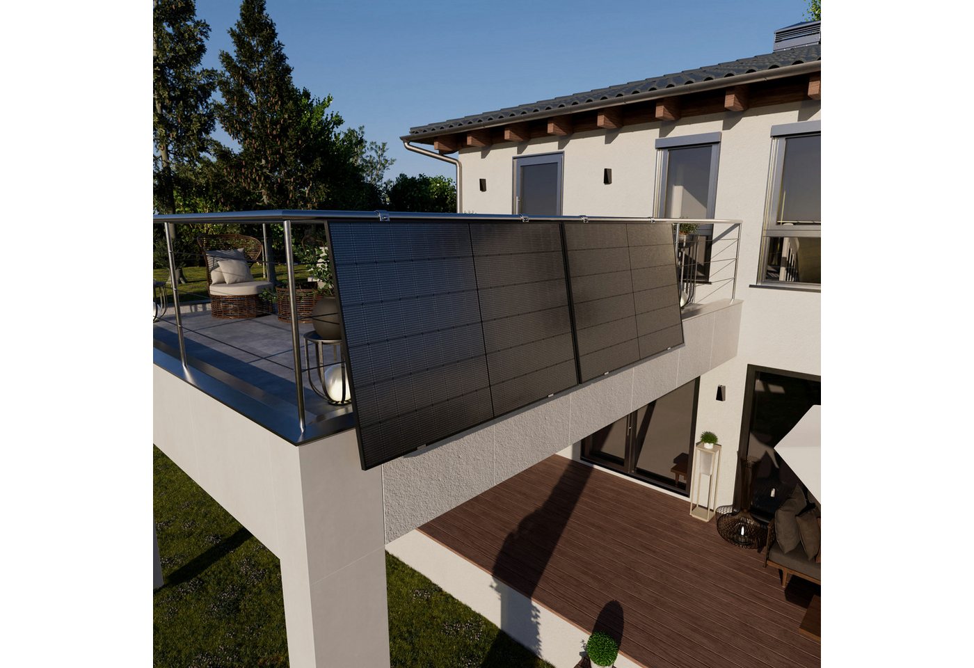 Kleines Kraftwerk Solarmodul-Halterung, (Gitterbalkon 2 Module, 2-tlg., Einfache & schnelle Installation)