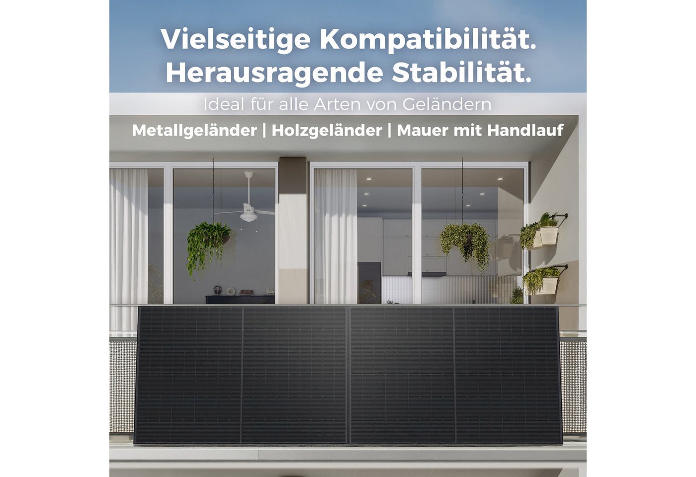 Kleines Kraftwerk Solarmodul-Halterung, (Gitterbalkon 2 Module, 2-tlg., Einfache & schnelle Installation) Bild 2