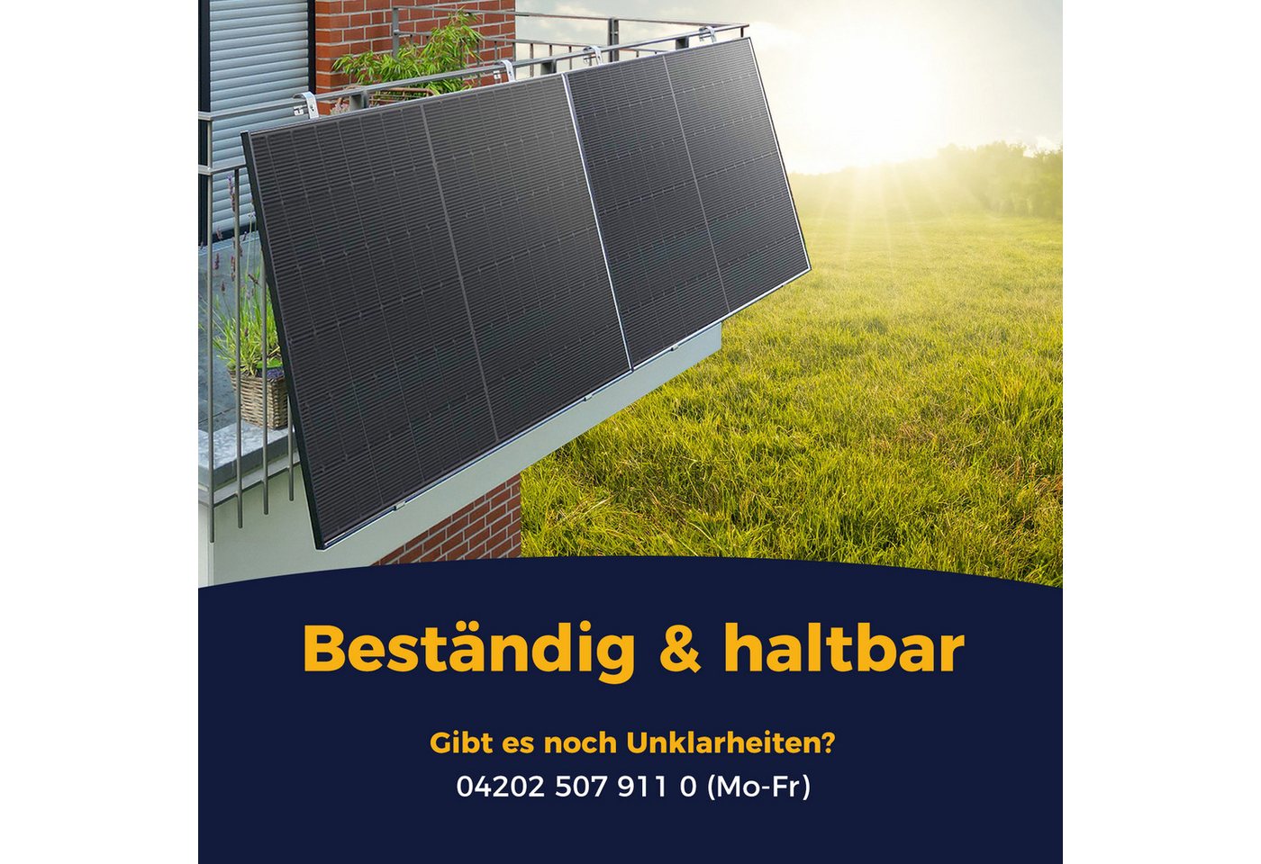 Kleines Kraftwerk Solarmodul-Halterung, (Gitterbalkon 2 Module, 2-tlg., Einfache & schnelle Installation) Bild 5
