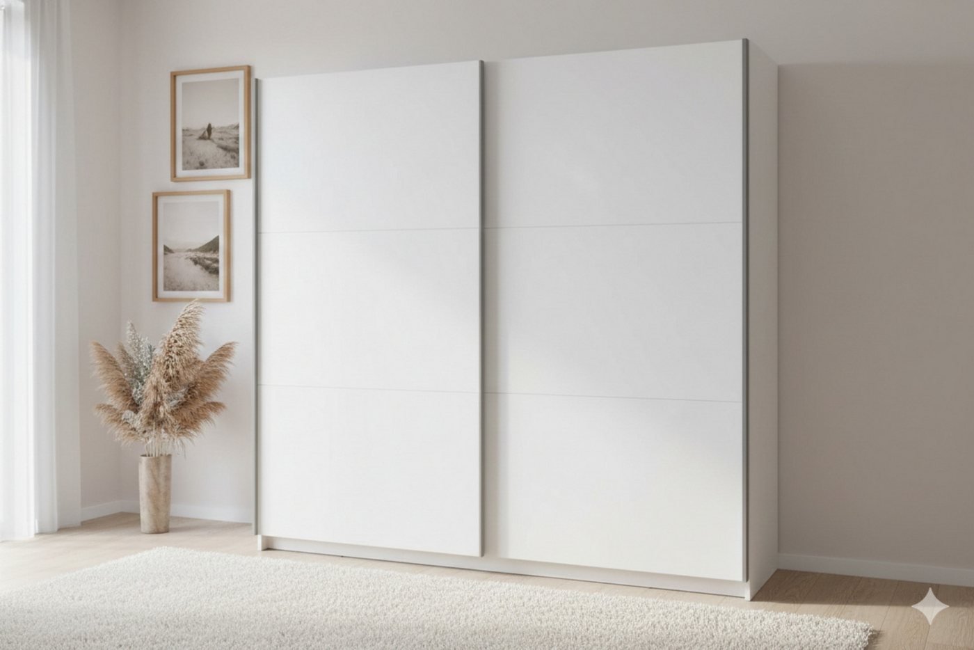 Deine Möbel 24 Schwebetürenschrank ARLO II Kleiderschrank mit Schiebetüren, Breite 150,6 oder 200,6 cm (Set, 1-St., mit Stauraum, praktisch & modern) Kleiderschrank in Weiß matt, Graphit, Eiche Artisan & Eiche Sonoma Bild 3