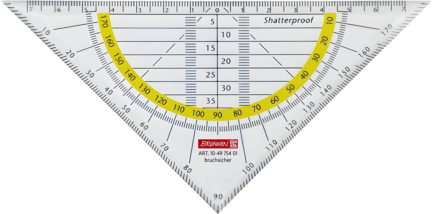 BRUNNEN Zeichenlineal BRUNNEN Geometrie-Dreieck 16cm bruchsicher klar 104975401