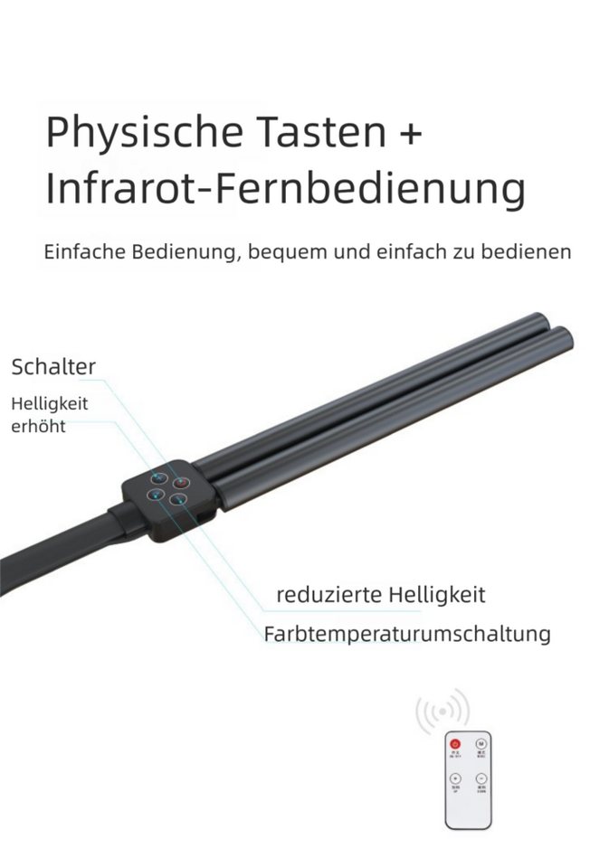 VEKROBOT LED Schreibtischlampe LED Schreibtischleuchte mit Klemme Augenschutz dimmbar flexibler Arm, Doppelkopf LED Schreibtischlampe mit Klemme Bild 5