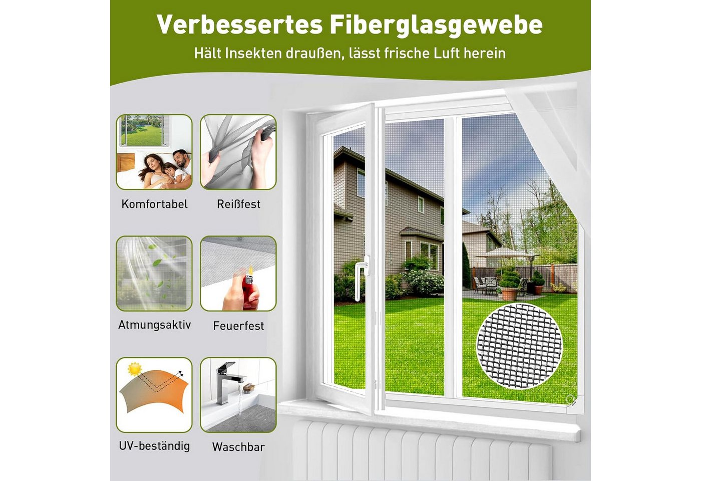 FELIXLEO Fliegengitter-Gewebe Fliegengitter Fenster Magnet 120x130cm Ohne Bohren Zuschneidbar, (1-St) Bild 5