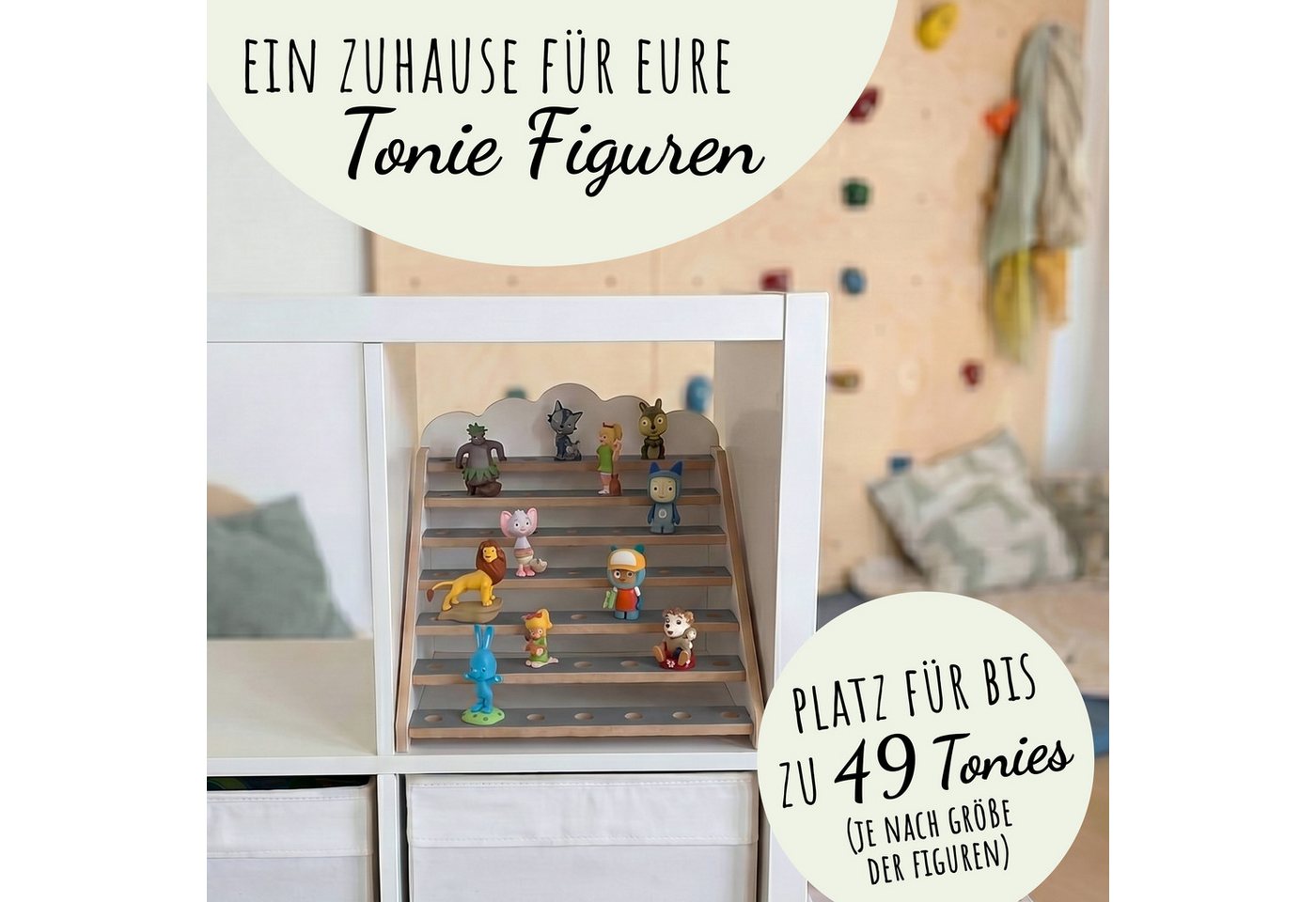 Holzura Kinderregal Tonie Regal für IKEA KALLAX – magnetisch – für ca. 50 Toniefiguren