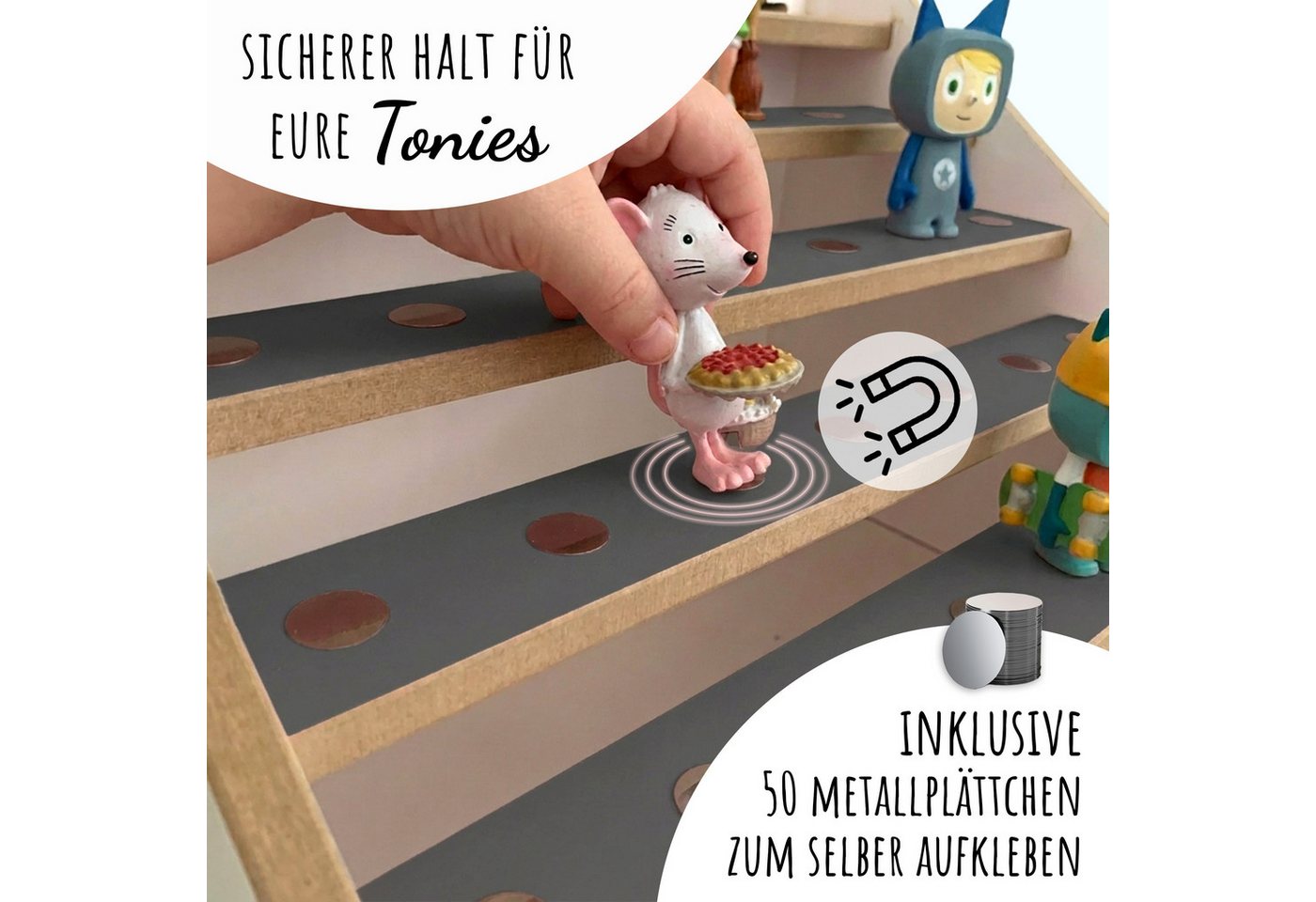 Holzura Kinderregal Tonie Regal für IKEA KALLAX – magnetisch – für ca. 50 Toniefiguren Bild 2