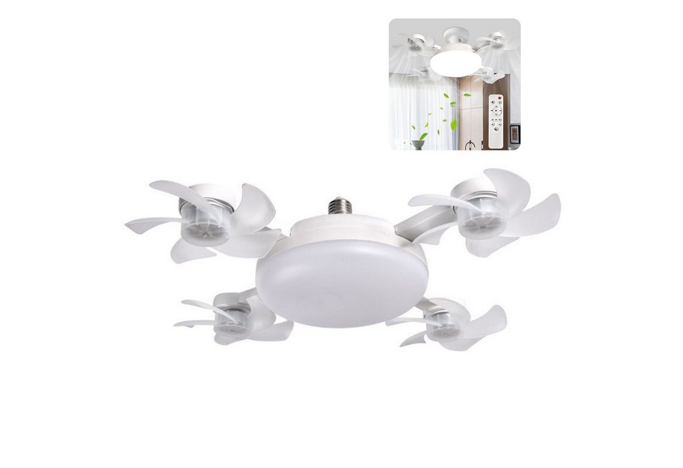 FELIXLEO Außen-Deckenleuchte Deckenventilator mit LED Licht Fernbedienung leise faltbar 60W Bild 3