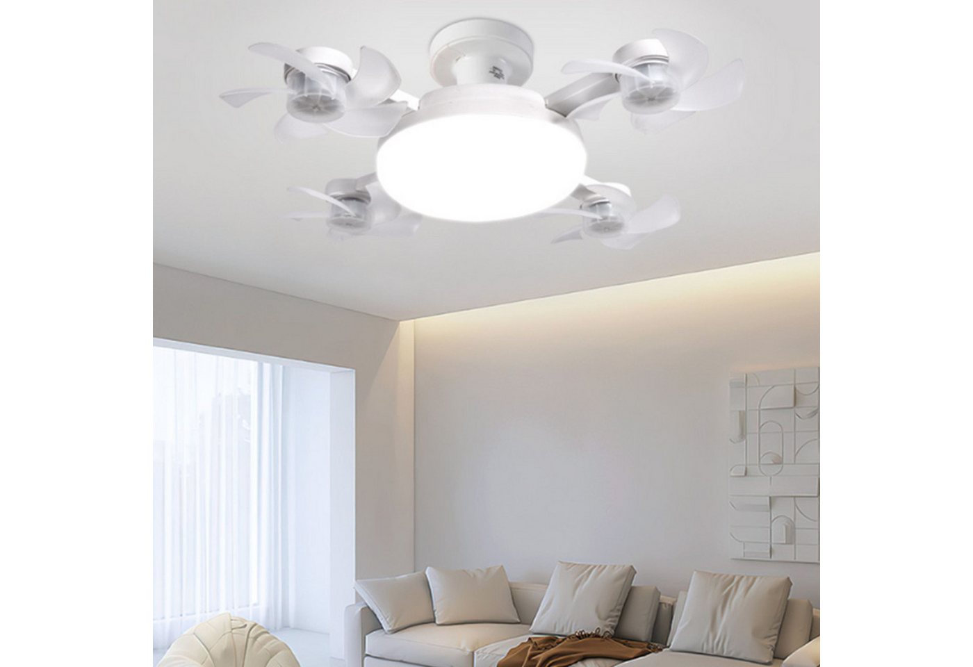 FELIXLEO Außen-Deckenleuchte Deckenventilator mit LED Licht Fernbedienung leise faltbar 60W Bild 5