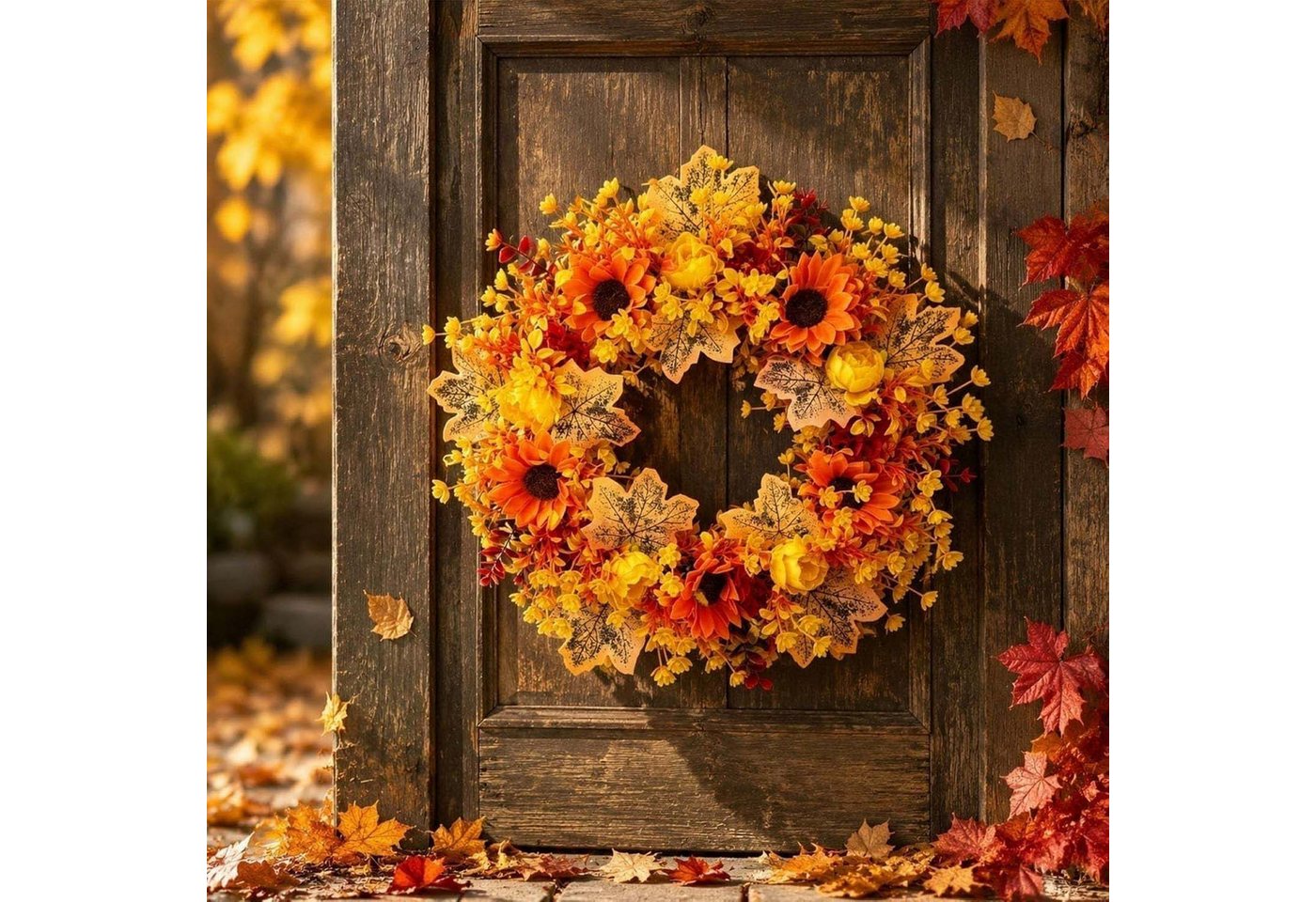 Sorvyzxn Dekokranz Künstlicher Herbst-Erntedank-Kranz,Herbst-Haustürkranz Bild 4