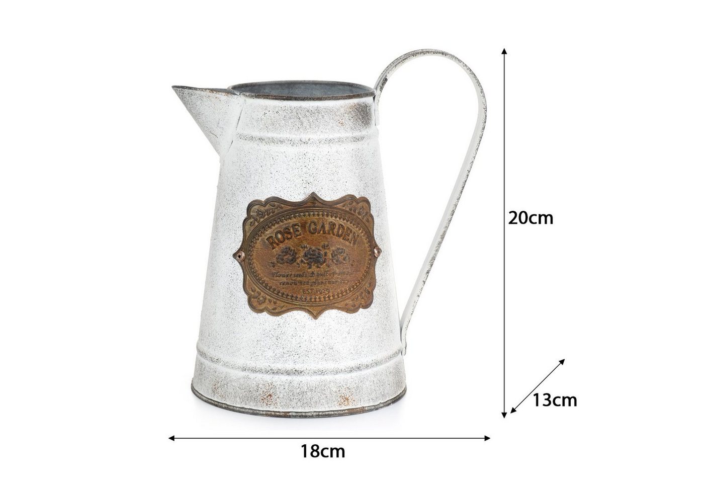 Moritz Gießkanne Gießkanne Zink mit Metallplakette Retro Design (Gießkanne), Dekoration Deko Blumentopf Umtopf Trockenblume Topf Übertopf Kanne Bild 4