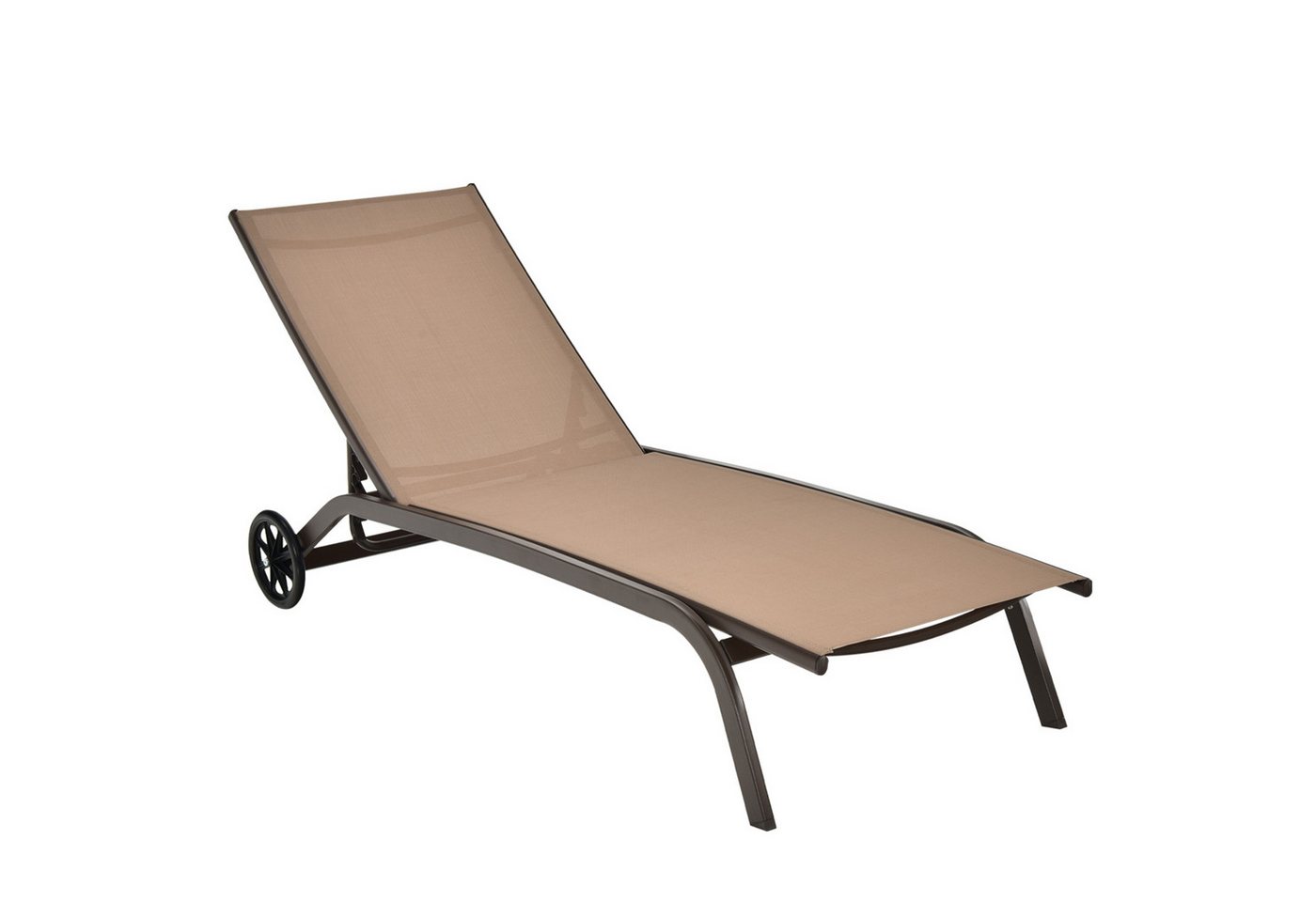 COSTWAY Gartenliege Sonnenliege, mit Rollen, 6-fach verstellbar