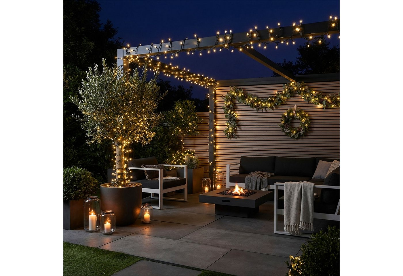 Spetebo LED-Lichterkette LED Weihnachts Außen Lichterkette - 30 m / 300 LED, Garten Deko Beleuchtung - warm weiß Bild 2