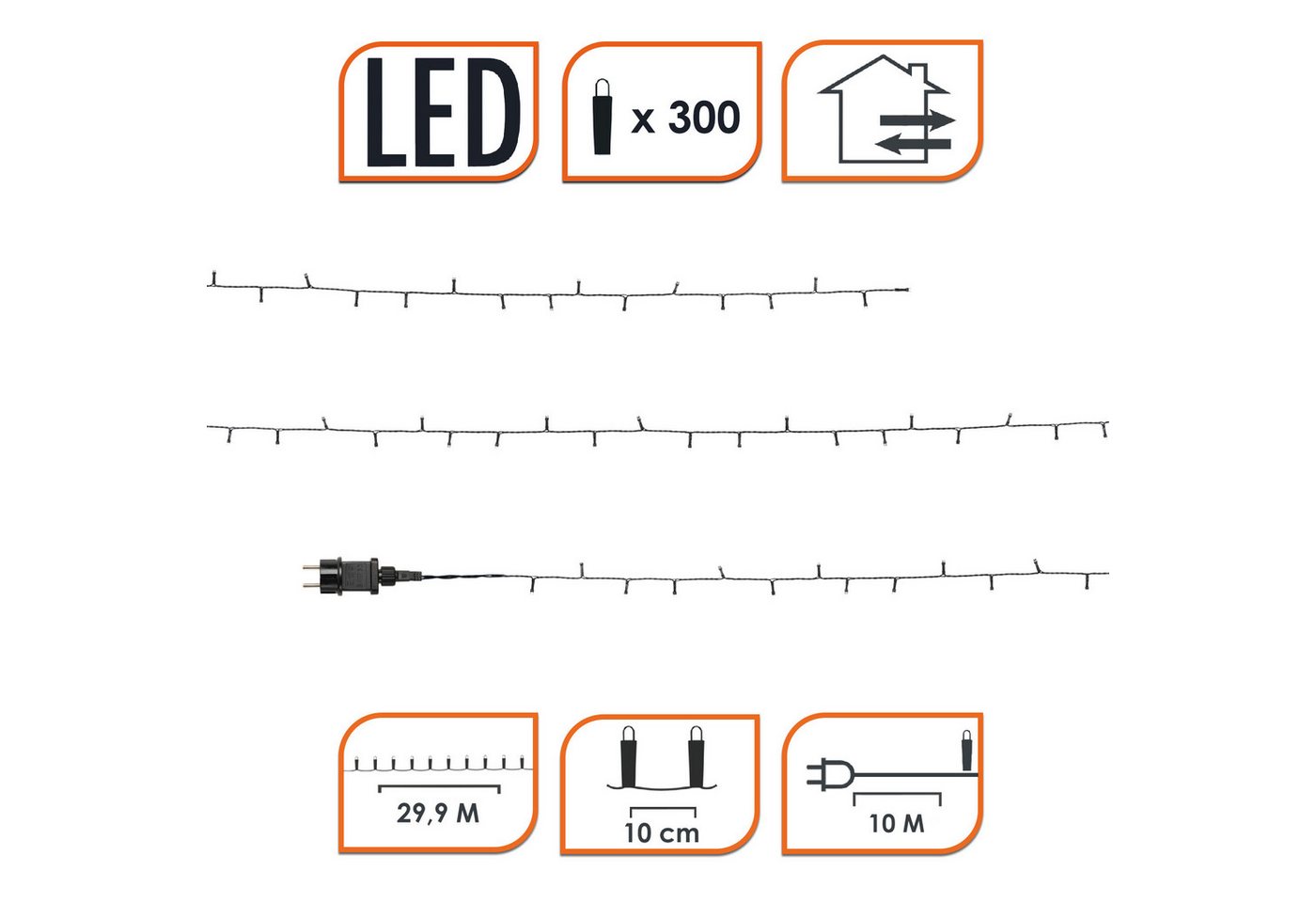 Spetebo LED-Lichterkette LED Weihnachts Außen Lichterkette - 30 m / 300 LED, Garten Deko Beleuchtung - warm weiß Bild 4
