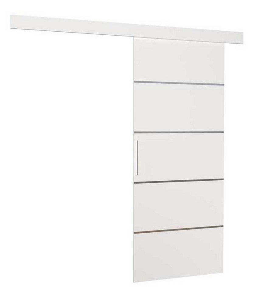 Feldmann-Wohnen Schiebetür Tony (mit Soft-Close Funktion, einfache Selbstmontage, 1-St., universelle Montage der Türen möglich (links/rechts), 86x1,6x205cm weiß inklusive Schiebesystem