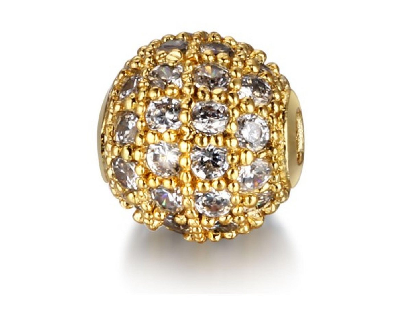 Kopper-24 Bastelperlen Schmuck-Perlen 3 Stück, Charm für Armbänder glitzernd, 5 mm, Gold, wei