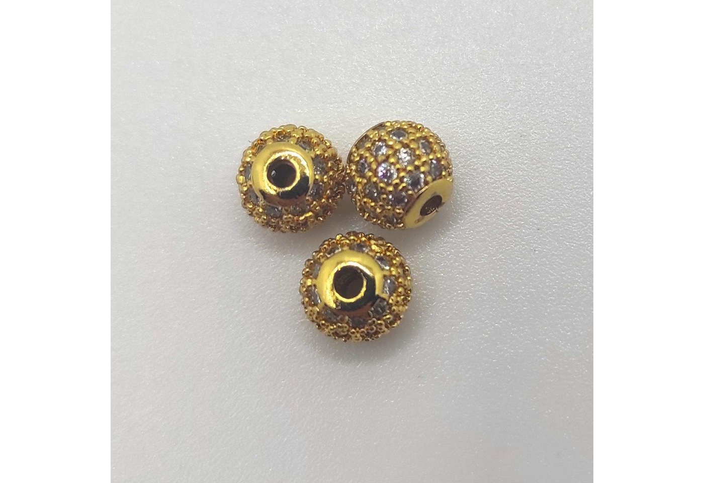 Kopper-24 Bastelperlen Schmuck-Perlen 3 Stück, Charm für Armbänder glitzernd, 5 mm, Gold, wei Bild 3