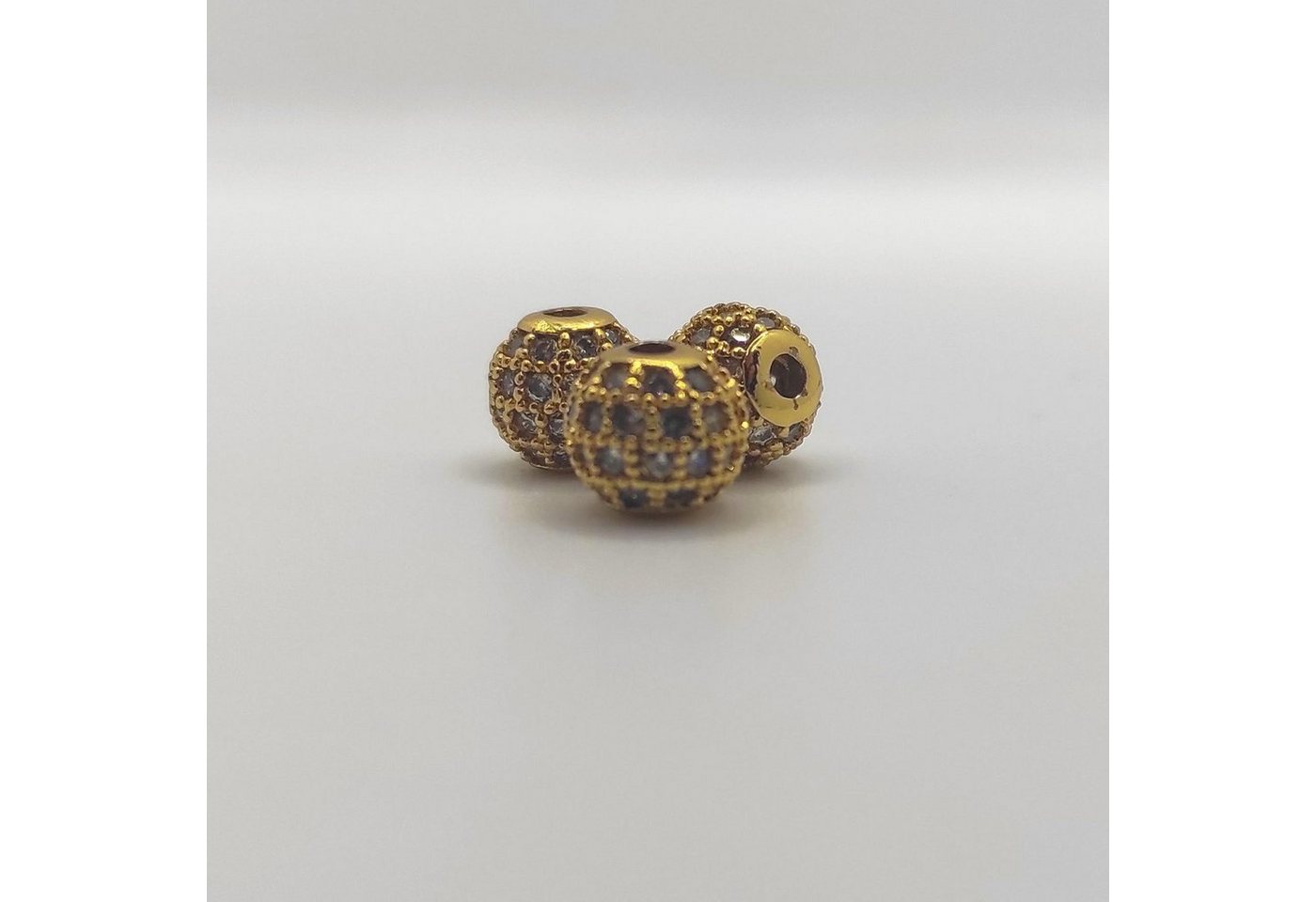 Kopper-24 Bastelperlen Schmuck-Perlen 3 Stück, Charm für Armbänder glitzernd, 5 mm, Gold, wei Bild 4