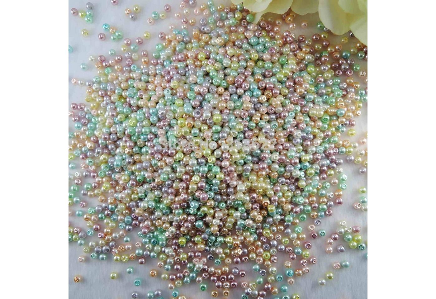 Kopper-24 Bastelperlen Glasperlen - Typ 'rund' - 20g - 3 mm - Blau Bild 2