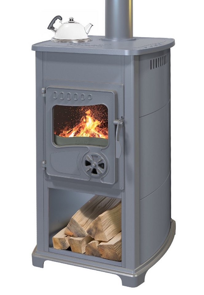 TRGO Kaminofen EEK A+ Bella grau mit Herdplatte, 5,40 kW