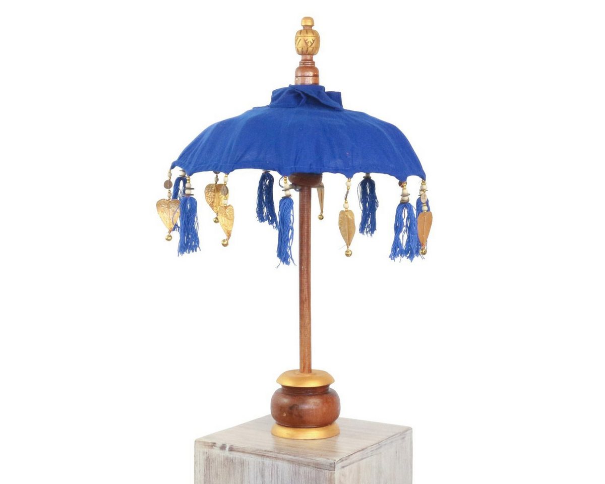 Oriental Galerie Sonnenschirm Kleiner Tischschirm aus Indonesien Blau Gold Bild 2