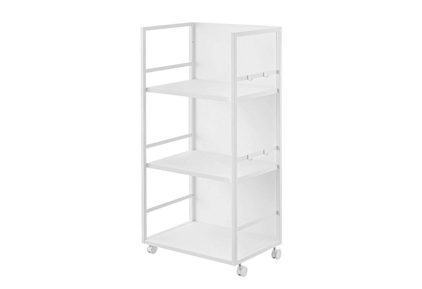 Yamazaki Regal Tower Aufbewahrungswagen 3 Ebenen mit Rollen für Büro Wohnzimmer, - 1-tlg., Aufbewahrungsregal, geschlossene Rückwand, inklusive 4 Haken Bild 2