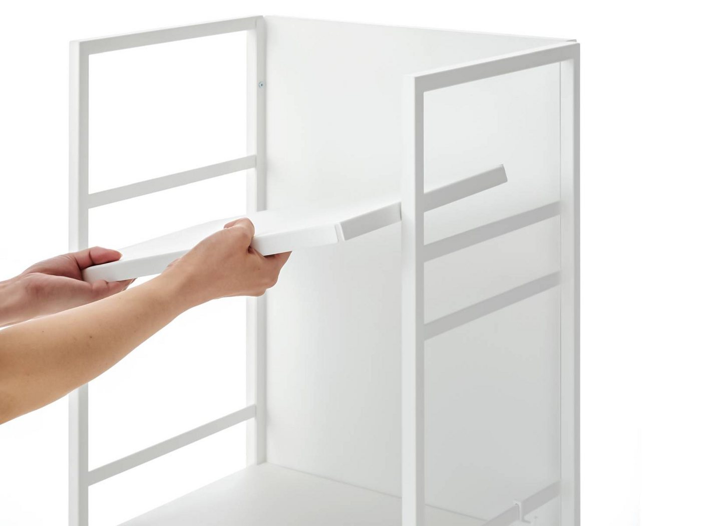 Yamazaki Regal Tower Aufbewahrungswagen 3 Ebenen mit Rollen für Büro Wohnzimmer, - 1-tlg., Aufbewahrungsregal, geschlossene Rückwand, inklusive 4 Haken Bild 4