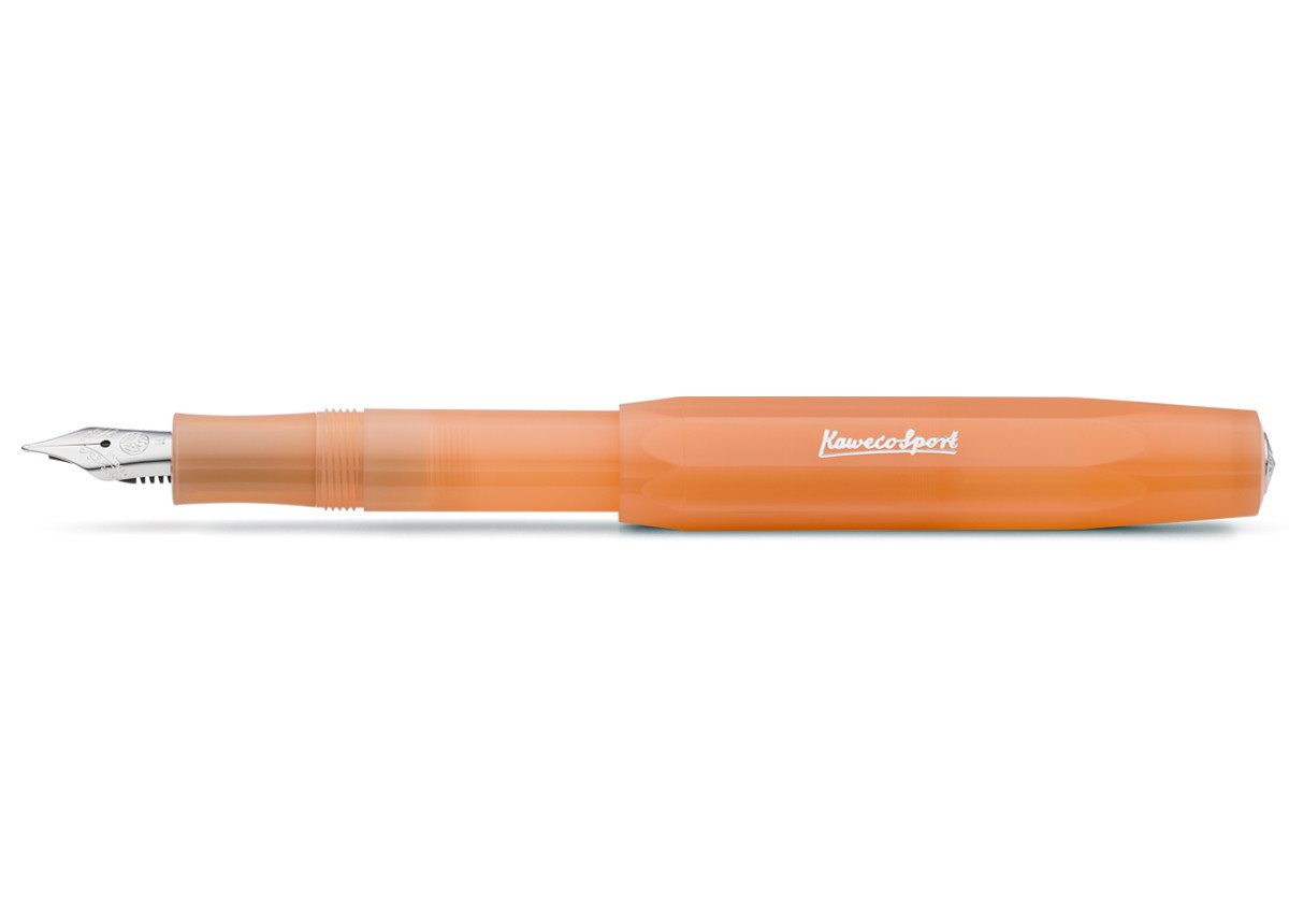Kaweco Füllfederhalter Kaweco FROSTED Sport Füllhalter Soft Mandarine, Fein Stahl blank