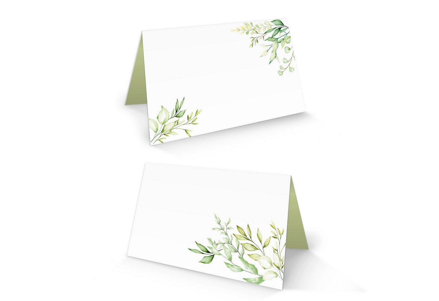 Logbuch-Verlag Klappkarte 100 Tischkarte weiß grün hellgrün Blätter Blume Namensschild Sitzkarte Bild 2