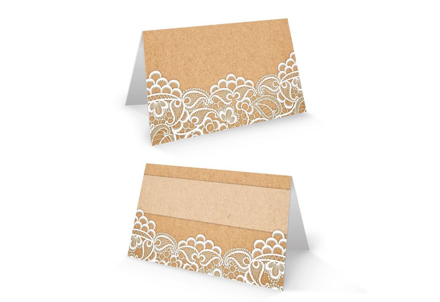 Logbuch-Verlag Klappkarte 100 Stück kleine weiß beige creme natur vintage Tischkarten SPITZE Bild 2