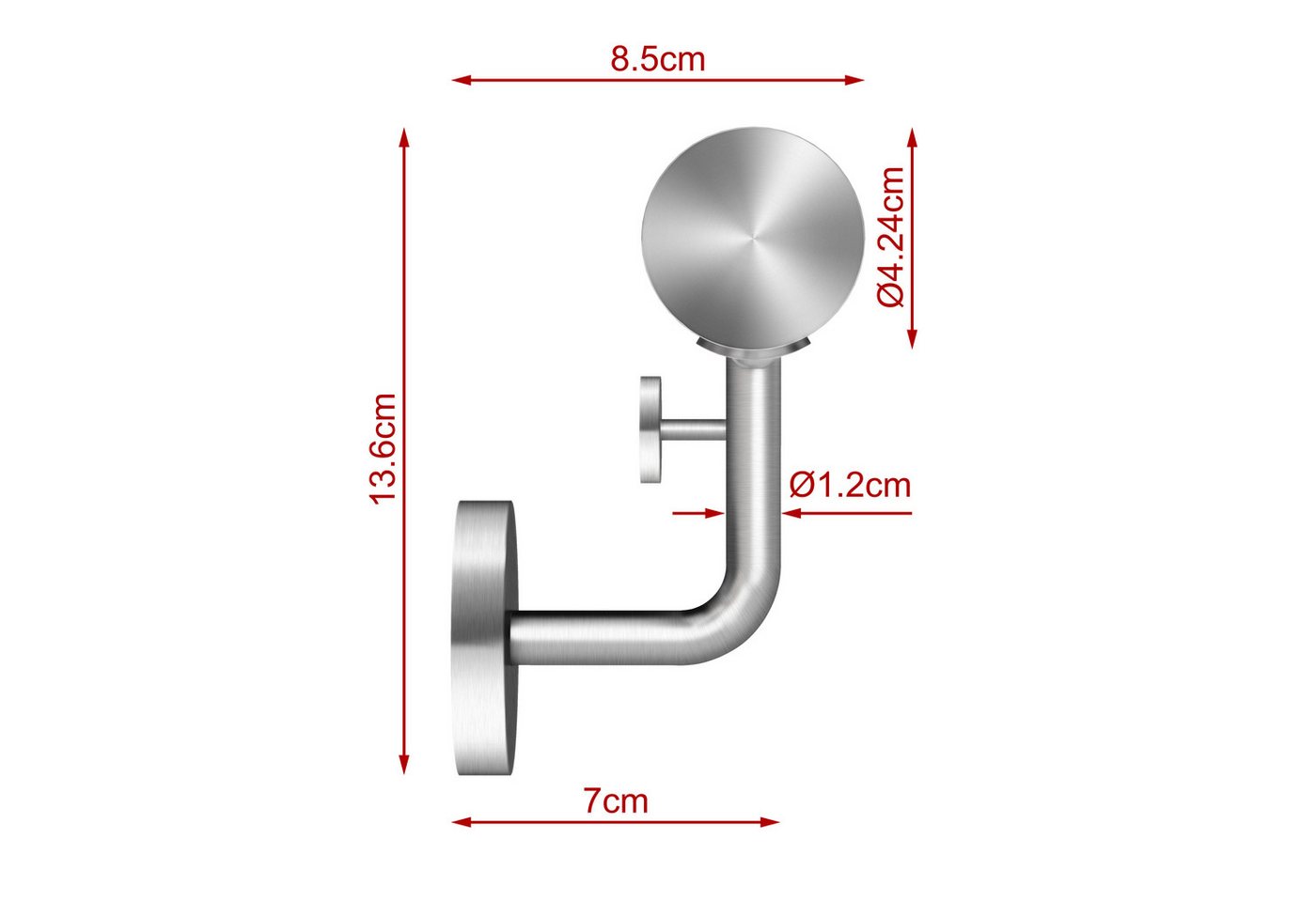 AICA Handlauf AICA Edelstahl Wandhandlauf & Treppengeländer Rostschutz Innen Außen, 100 cm Gesamtlänge, (Packung), 304 Edelstahl, Farbe: Silber/Schwarz/Braun, Länge: 80-240 cm Bild 2