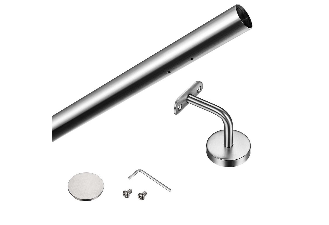 AICA Handlauf AICA Edelstahl Wandhandlauf & Treppengeländer Rostschutz Innen Außen, 100 cm Gesamtlänge, (Packung), 304 Edelstahl, Farbe: Silber/Schwarz/Braun, Länge: 80-240 cm Bild 5