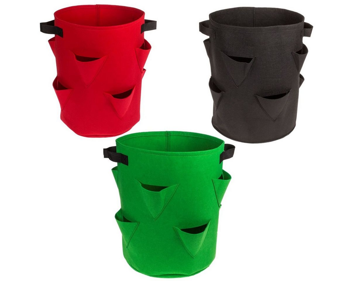 OOTB Anzuchttopf Erdbeer-Pflanzsack Filz 8 Pflanztaschen ca. 35 x 42 cm, wiederverwendbar