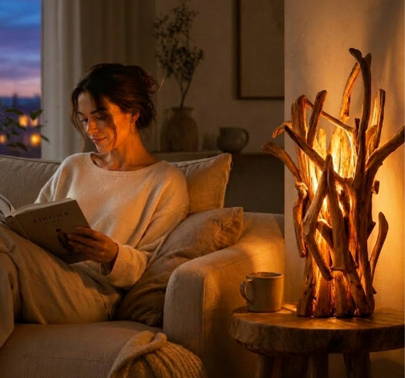 Möbel Bressmer Tischleuchte ACE Holz Tischlampe,Natur Handgefertigt tischleuchte treibholz 60cm Bild 2