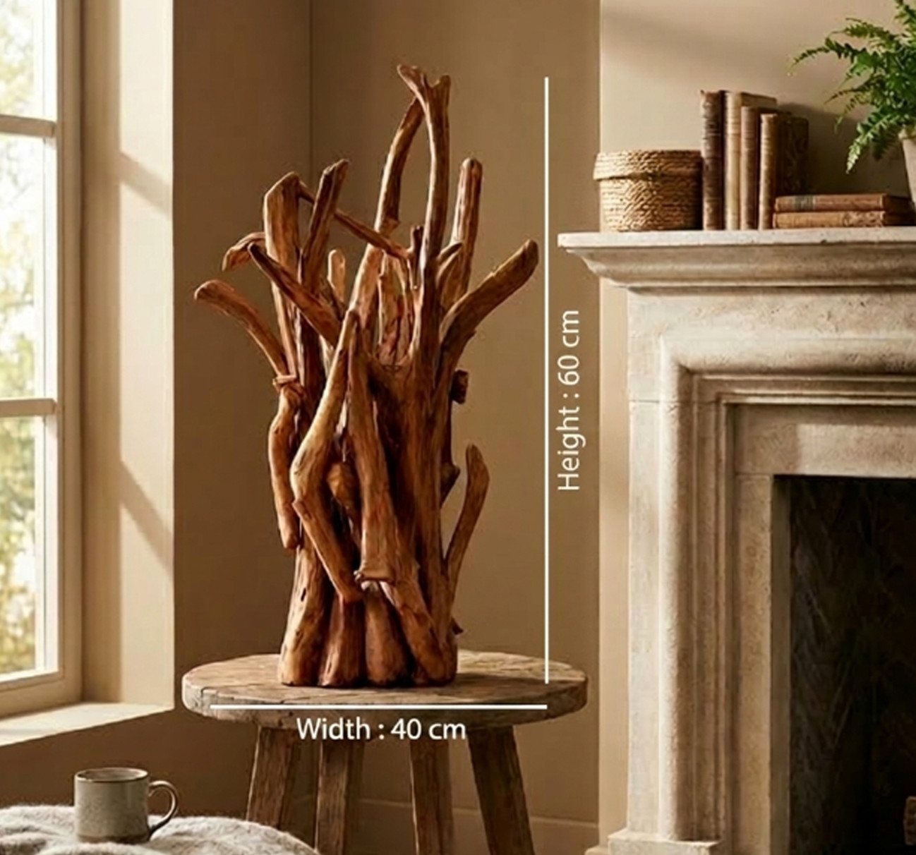 Möbel Bressmer Tischleuchte ACE Holz Tischlampe,Natur Handgefertigt tischleuchte treibholz 60cm Bild 5
