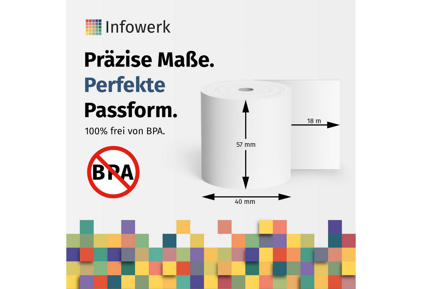 Infowerk Endlospapier Thermorollen, 57 x 40 x 12mm, 18m, PEFC, Für EPSON, IBM, u.v.m., PEFC-Zertifikat (GFA-PEFC-COC-500582) Bild 4