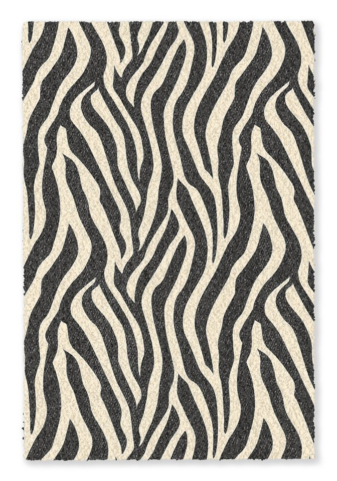 OnlyWow Teppich Zebra - Druck - Klassisch - Schwarz, Rechteckig, Schlafzimmer, Vorleger, Kurzflor, Carpet 80x120 cm
