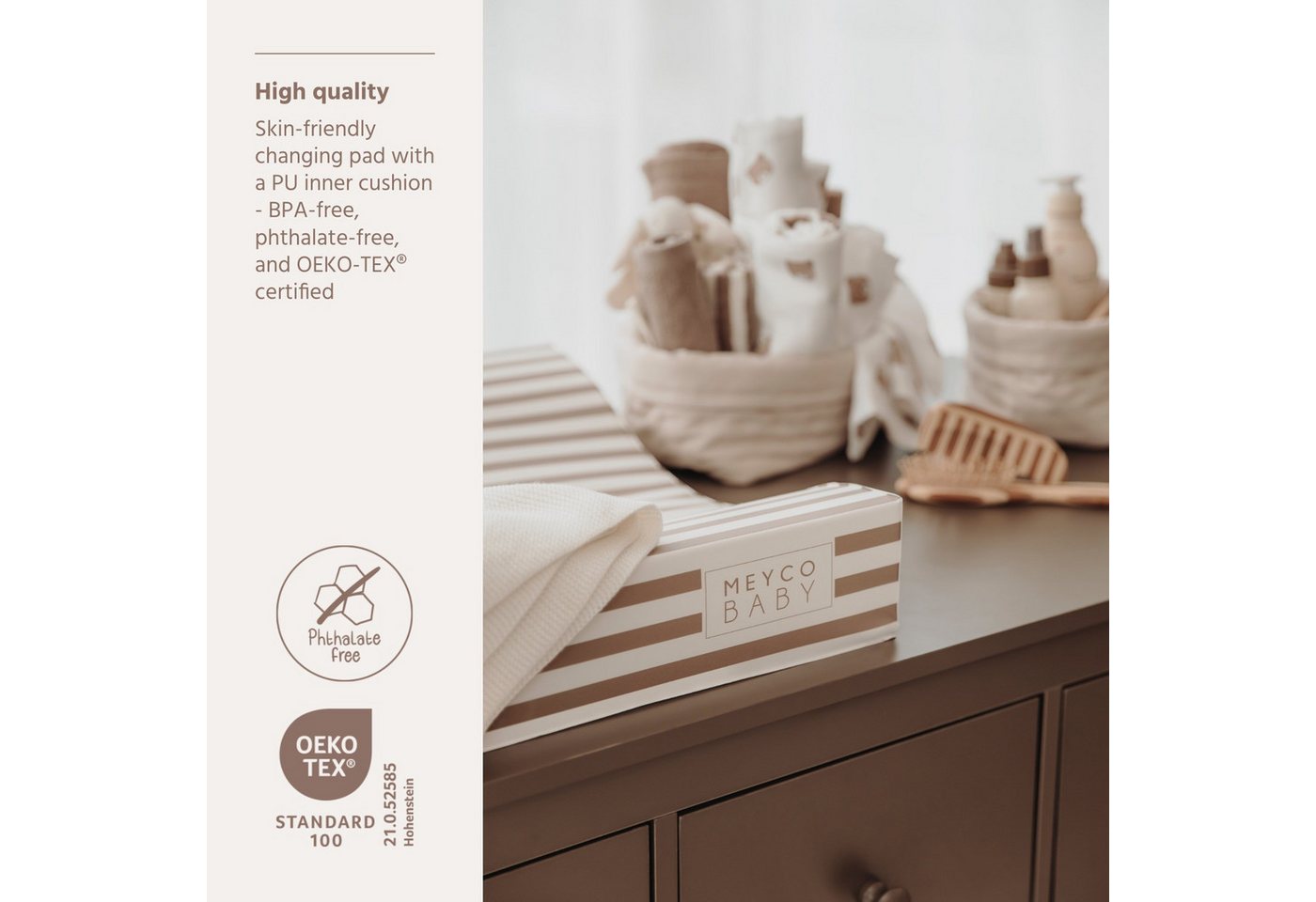 Meyco Baby Wickelauflage Fat Stripe Taupe (1-tlg), 50x70cm Bild 2