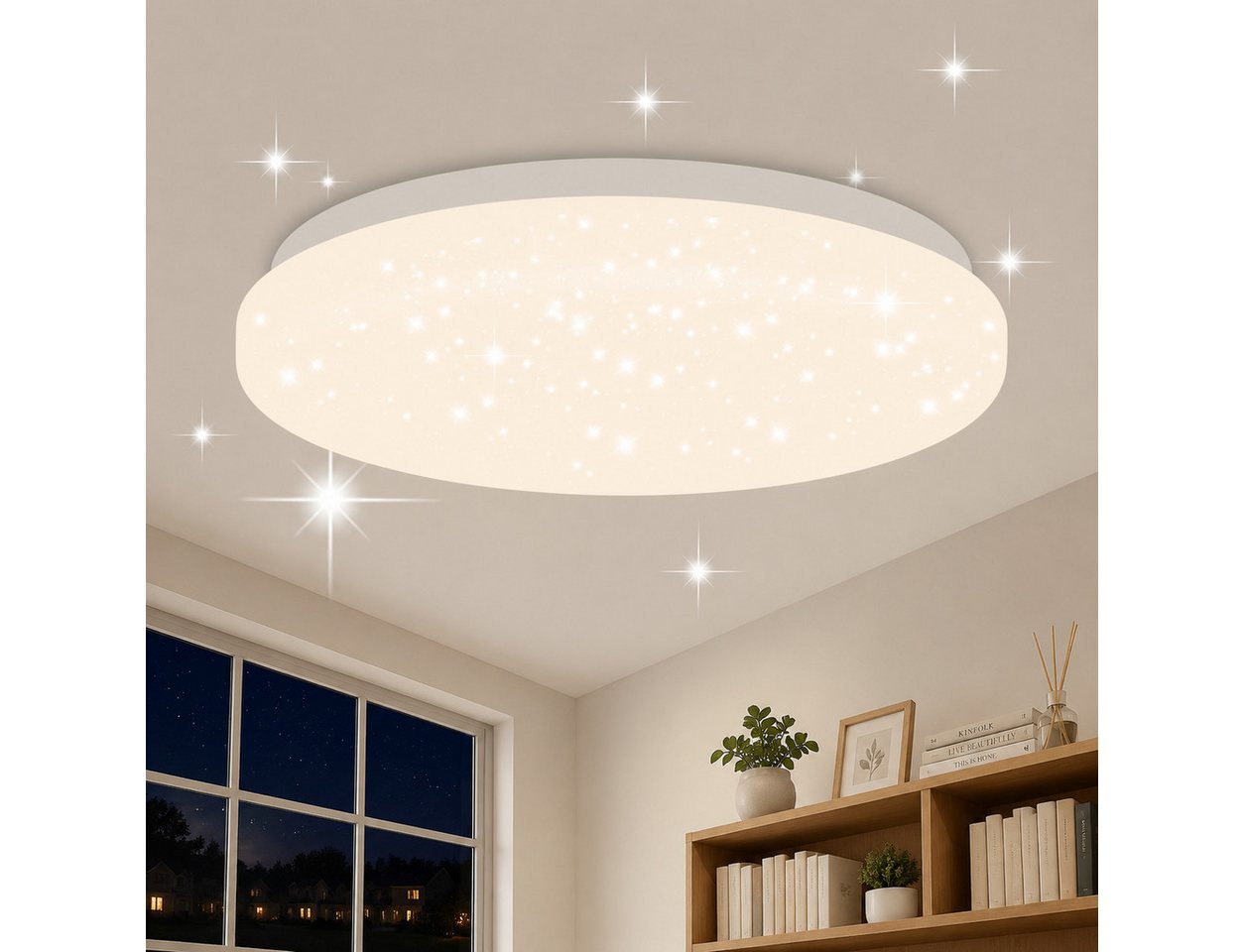 Nettlife LED Deckenleuchte LED Deckenleuchte 15W Fernbedienung 3000K/4000K Warmweiß, LED fest integriert, augenschonend für Baby- und Kinderzimmer