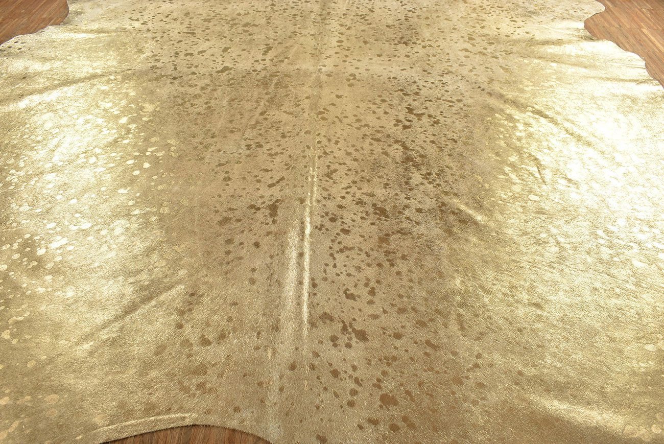 KUHFELL online & NOMAD Fellteppich Echtes Kuhfell Devore Gold 220x190 cm XXL Luxus Rinderfell Teppich Bild 5