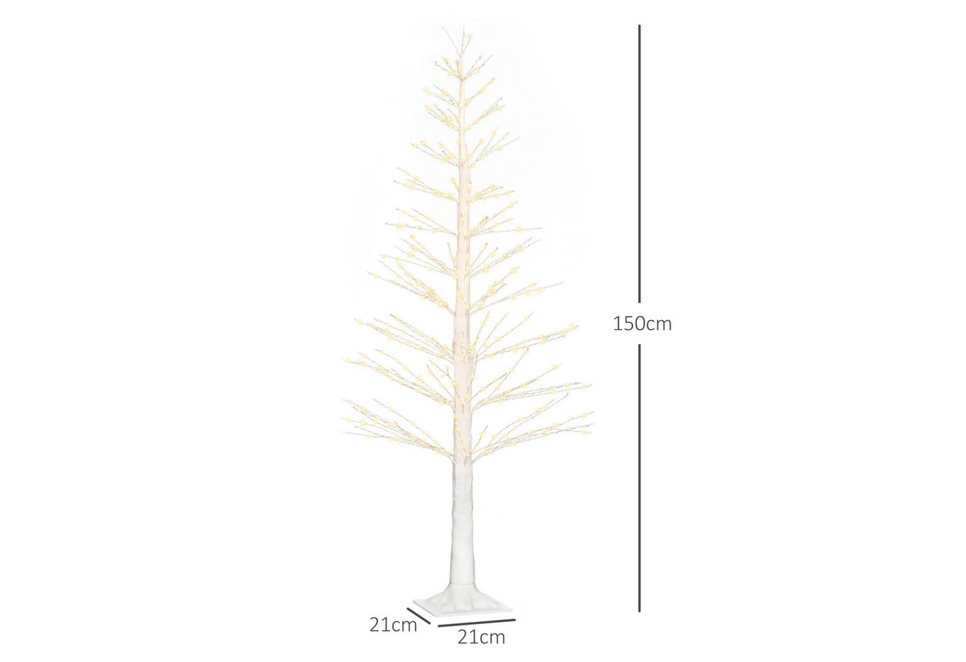 HOMCOM LED Baum LED Lichterbaum Kunstbaum mit 600 LED, 150 cm Weihnachtsbaum, Lichtfunktion, LED, Warmweiß, Indoor und Outdoor Weiß Bild 4